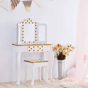 coiffeuse pour enfant Fashion Polka Dot Prints de la marque Teamson Kids
