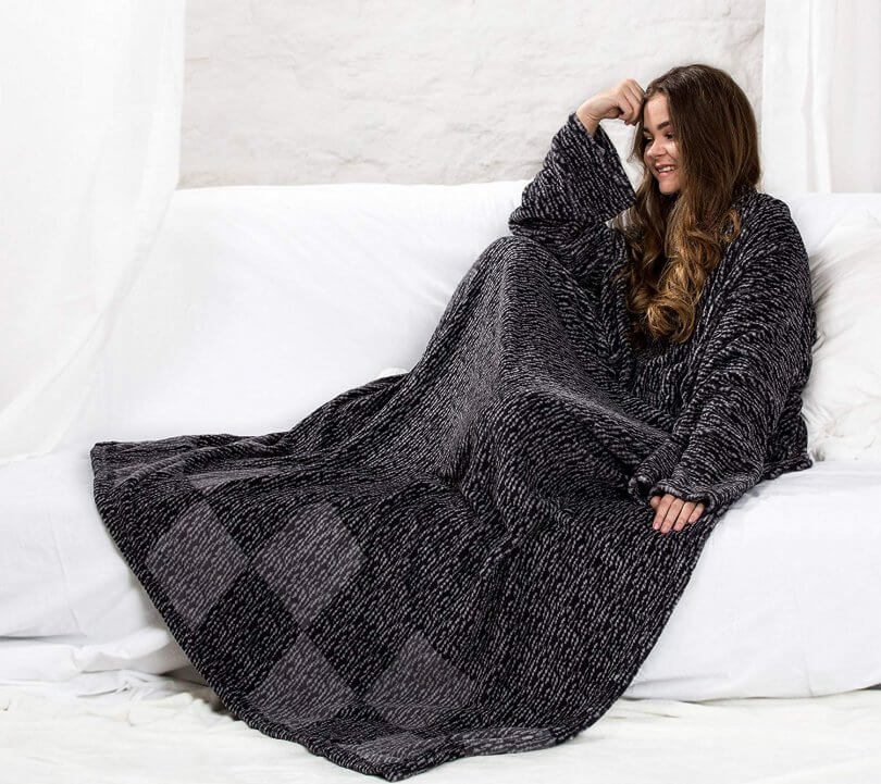 Plaid Polaire Mello 130x150cm - Couverture Douce Et Chaude Pour Canapé Ou Lit, Gris Foncé