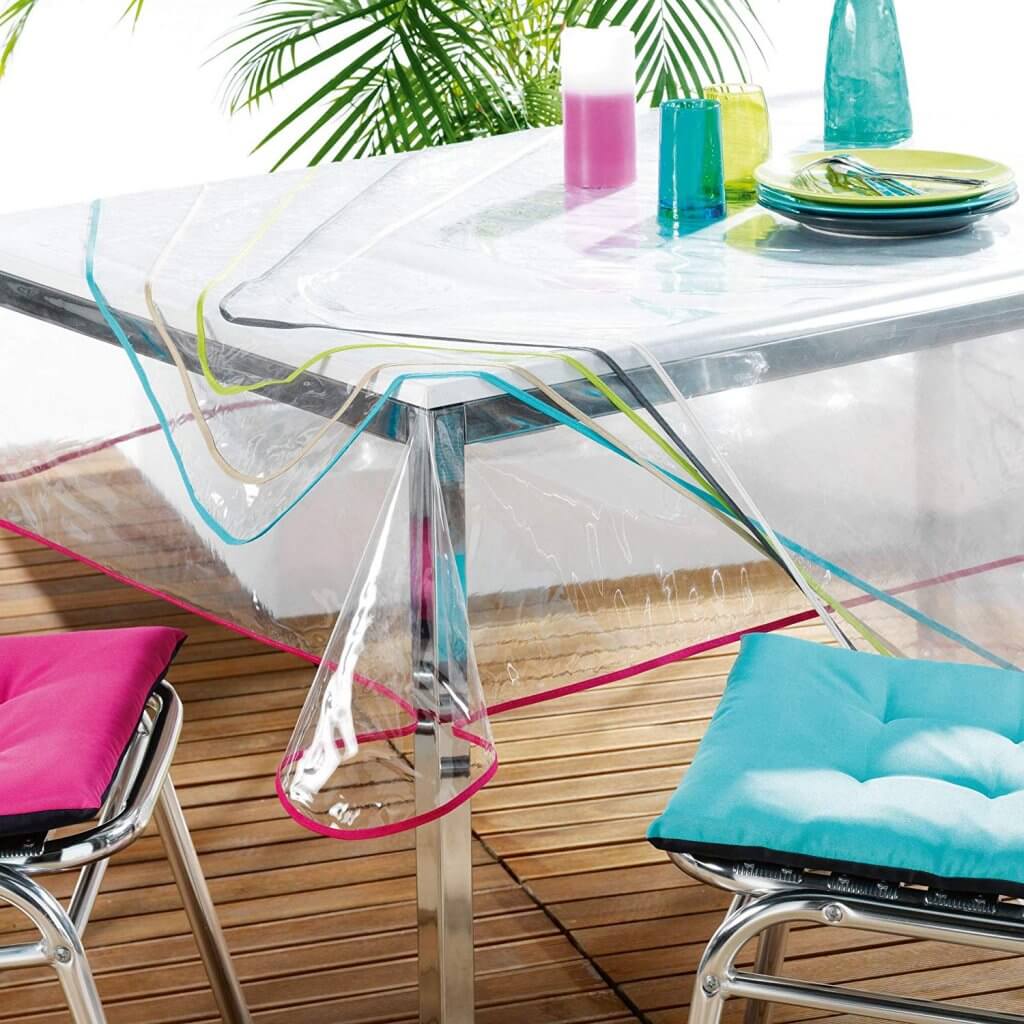 nappe transparente avec liseret décoratif