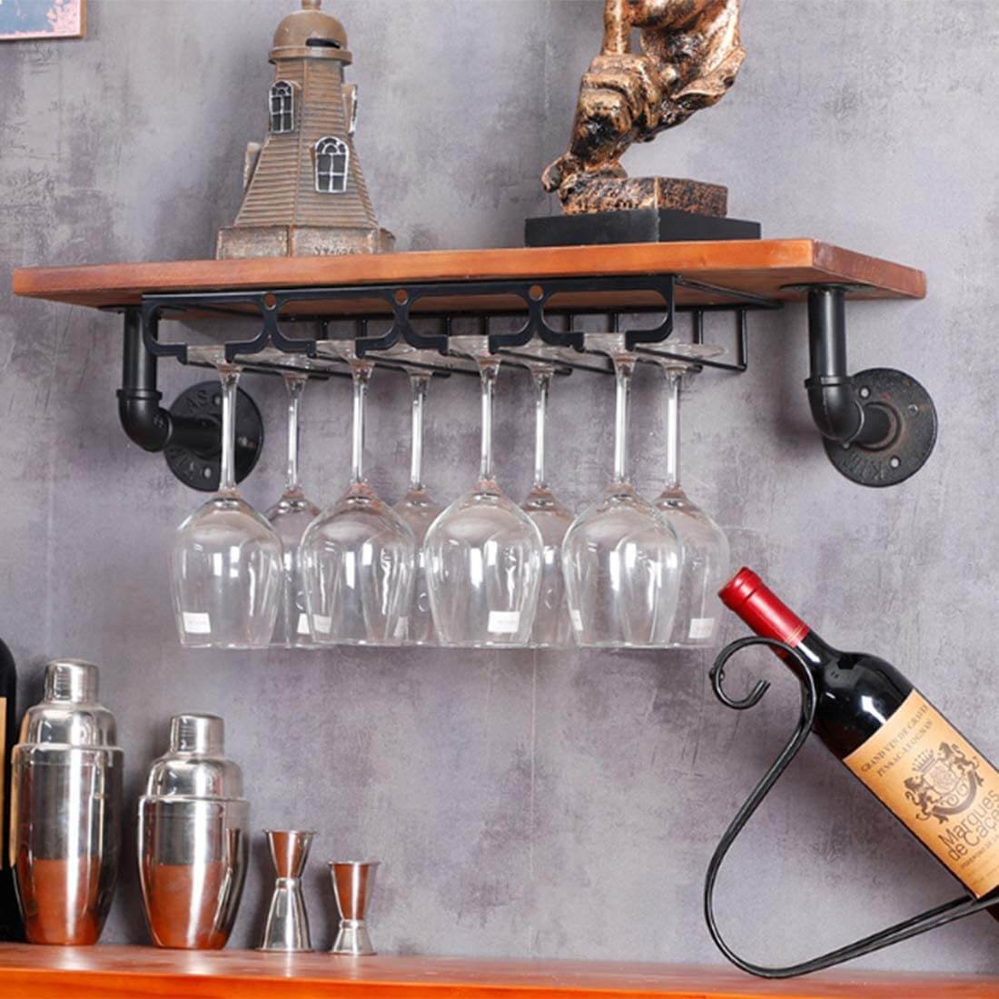 Étagère de cuisine avec rangement pour verres à vin