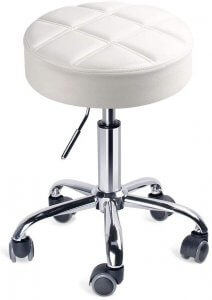 tabouret confortable blanc à roulettes