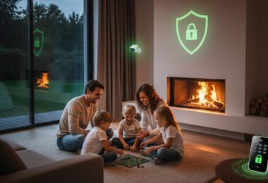 Une famille en sécurité dans leur maison