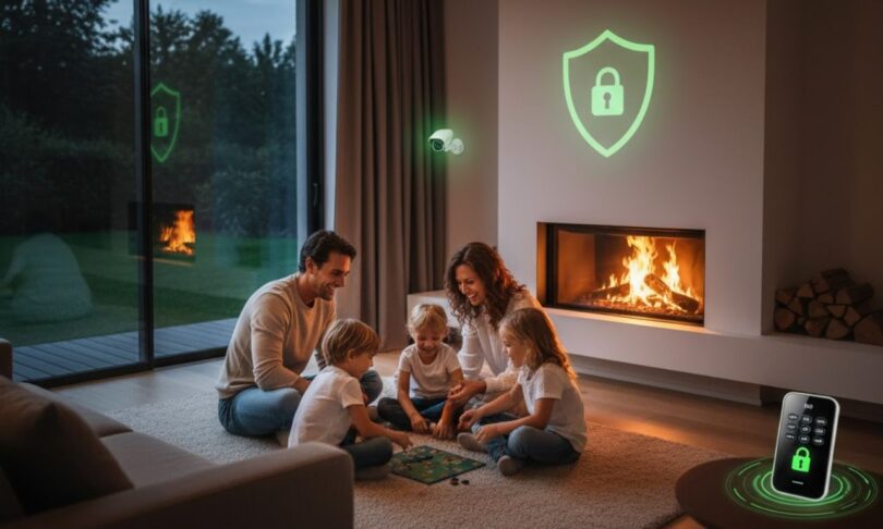 Une famille en sécurité dans leur maison