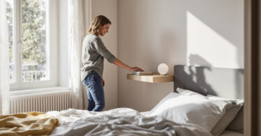 découvrez comment un chevet suspendu peut optimiser l'espace au sol dans une petite chambre, alliant praticité et design pour un intérieur plus fonctionnel.
