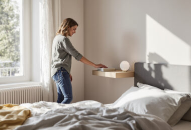 découvrez comment un chevet suspendu peut optimiser l'espace au sol dans une petite chambre, alliant praticité et design pour un intérieur plus fonctionnel.